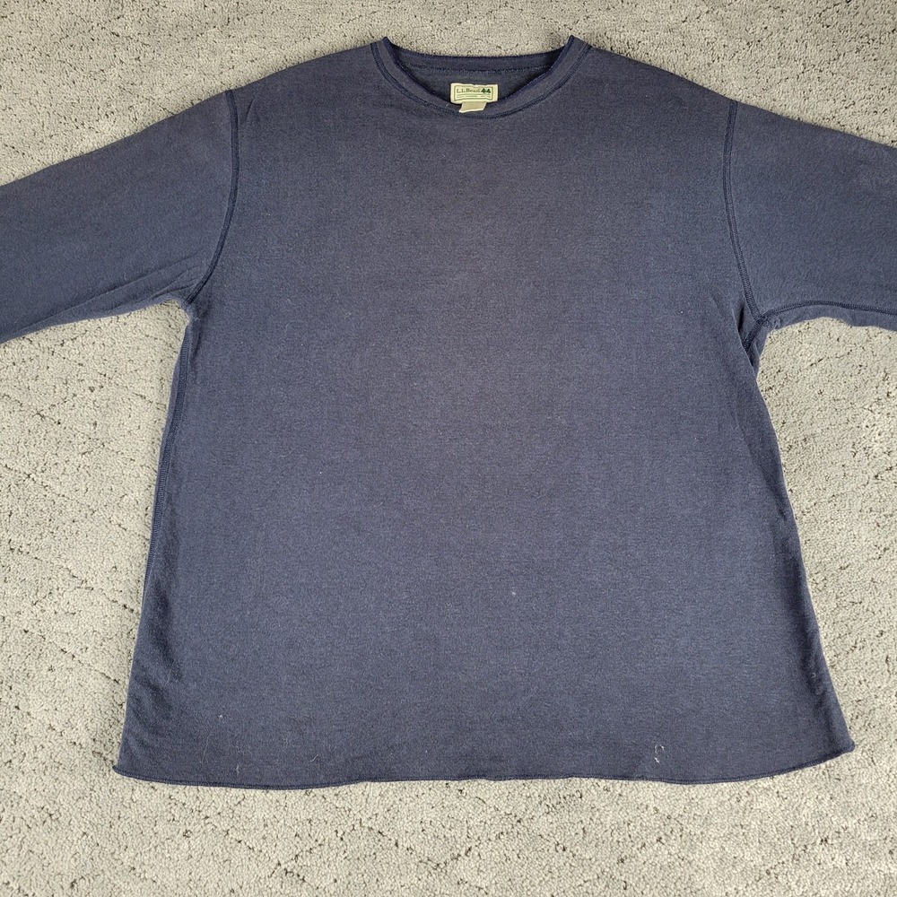 VTG LL Bean Shirt Mens M Blue Long Sleeve Crew Neck Solid Casual Made‎ In Canada